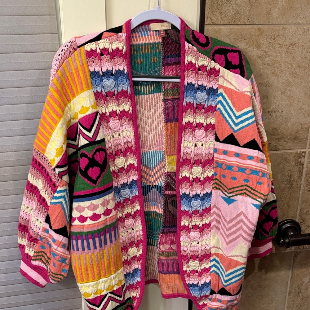LAST CHANCE.Anthropologie Pilco Colorful Crochet Cardigan. Unique. NWT